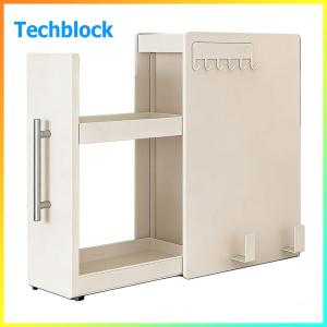 Narrow Steel Kitchen Cabinets with Handle & Hooks Countertop Sliding Drawers Storage Unit for Bathroom Under Sink and Coffee Bar