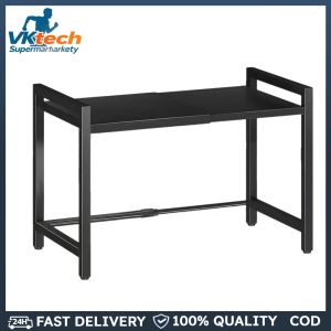 Extendable Microwave Stand with 6 Hooks Microwave Storage Stand for Home Office
