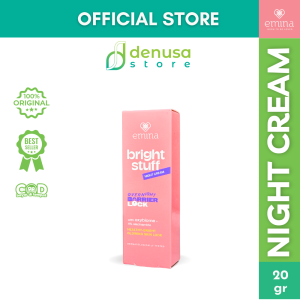 Emina Bright Stuff Night Cream 20g | Krim Malam Mencerahkan Wajah Remaja Kusam Lembapkan Kulit