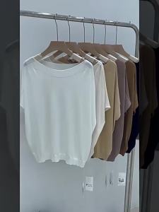 plus Size Womens One oulder Pure Color Ice Silk Knitted ort Sve T-irt Summer Loose Slim Batwing Sve Faionable Top2026