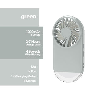 AKZ Mini Fan Rechargable 1200mAh Battery 4 Speeds Strong Wind Portable Handheld Pocket Fan Small USB Outdoor Cooling Fan with Night Light