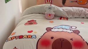 Cartoon ins Kapibara Cute Home Bed Sheet and Quilt Cover Four-Piece Set a Super soft student dormitory three-piece set LZD
