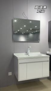 Smart Light Luxury Bathroom Cabinet 60-120 Large Small Apartment Modern Ceramic Integrated Basin Solid Wood Bathroom Cabinet