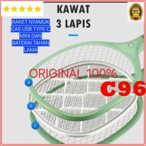 C96 Raket nyamuk USB TYPE TIPE C INPUT CAS CASAN LAMPU SENTER Aoki 100% ori membasmi basmi serangga secara efektif canggih setrum listrik elektronik setruman lalat DLL MOSQUITO ELECTRIC VOLTAGE EXTRA ONE HITT KILL LAMPU LED TERANG SLEEP LAMP BATERAI KUALI