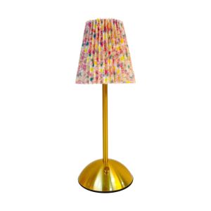 DSIUY Metal Base Pleated Desk Lamp Fabric Shade Pastoral Style LED Night Light Vintage USB Charging Touch Bedside Lamp Living Room