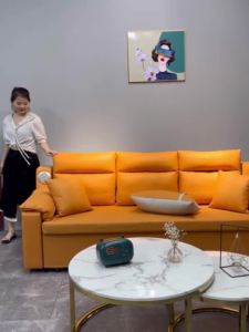 Sofa Bed Multi-function Foldable Metal Nordic Science Velvet Tech Cloth Fabric Sofa With Storage Bedroom Bolster Washable