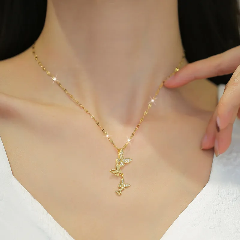 Exquisite Cross Necklace Choker Gold Chain Drop Pendant Wedding Necklace  Charm Fashion Jewelry Gift for Women and Girls