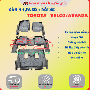 Thảm sàn nhựa 5D SẴN RỐI Tràn Viền Xe TOYOTA - VELOZ/AVANZA đời 2022 - 2025 NHỰA TPE không mùi chuẩn khít form xe - HH