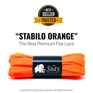 SUAY Tali Sepatu Gepeng Pipih Warna Stabilo Oranye Panjang 110cm 8mm - Stabilo Orange FLAT Shoelaces