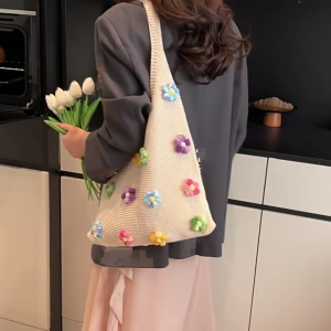 Korean Style Crochet Bag Girls Shopper Bags Handbag For Students And Office Workers Comfortable Wide Strap Designs