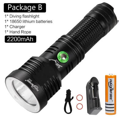 HaixnFire DV52 Scuba Diving Light XHP70 Super Bright 7000lm Underwater waterproof lamp Seashore diving flashlight LED lighting Searchlight