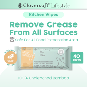 [Cloversoft Official] [Bundle Listing] Kitchen Wipes Unbleached Bamboo Multi Purpose Wipes (40 sheets)