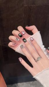 Handmade Flash Leopard Star Short Sweet Cool Cat Eye Hot Girl Pure Handmade High-end Nail Wearable Detachable Brightening