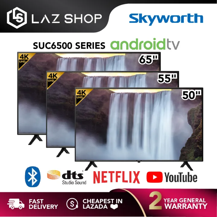 【24H Ship Out】Skyworth 65 Inch 4K UHD Android TV 65SUC6500 | Youtube Netflix Smart TV | Google Assistant | 50 Inch 50SUC6500 | 55 Inch 55SUC6500 | 70 Inch 4K