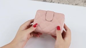 ins New Quilted European and American Fashion Womens Small Wallet Short Style Student Korean Version Coin Purse Womens Card Holder Leather Wallet [ Free Shipping ]