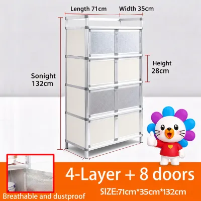 COHF 2/3/4 - Tier Aluminum Alloy Sideboard Storage Cabinet Breathable Mesh Bug & Dust Proof Kitchen Organizer Large Capacity Space Saving Cupboard
