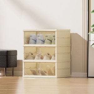 LD-C1080 Kotak Sepatu Susun Lipat Transparan Anti Debu Rak Serbaguna / Lemari Sepatu 6 Tingkat