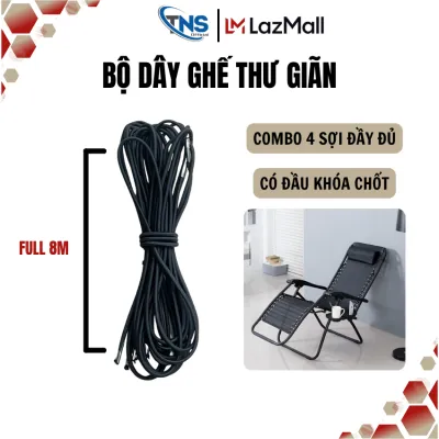 Bộ dây đan ghế xếp thư giãn chất thun sợi nhỏ đan xen chắc chắn được bọc vải thẩm mỹ bộ dây gồm 4 sợi có chốt khóa đầu dây móc ghế kim loại tốt