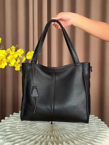 2026 New Genuine Leather Large Capacity Tote Bag Urban Simple Vertical Square Shoulder Bag for Women