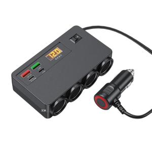 Universal Car Power Adapter With Digital Display 12V 24V Multiple USB Ports Overcurrent Protection For Mobile Devices