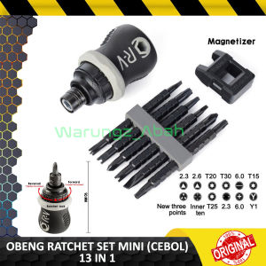 MAGNETIC RATCHET RACHET SCREWDRIVER OBENG RATCHET RACHET BB CRV GAGANG KARET PLUS MINUS MIN PENDEK MINI KECIL BUNTEK CEBOL MUNGIL STUBY MAGNET KUNCI SET DUA ARAH SISI BOLAK BALIK BOLAKBALIK PLUS MINUS MIN KOMPLIT LENGKAP KUAT MULTIFUNGSI SERBAGUNA 13IN1