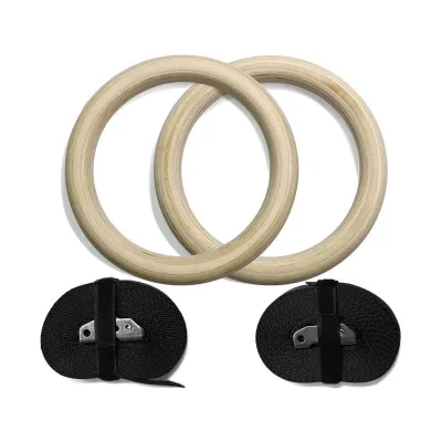 NEENCA Wooden Gymnastic Ring Birch Wooden 28/32mm Gymnastic Rings Fitness Exercise Rings Adjustable Crossf