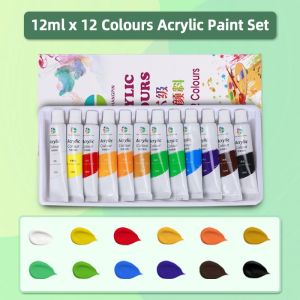 12ml Acrylic Paint Set 12/18/24/36 Colors Artist Painting Art Craft for Canvas Wood