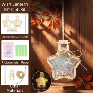 JPTD Glowing Wishing Bottle DIY Handmade Traditional Chinese Star Lamp Handheld Night Toy Vintage Luminous Hanging Decor Moon Festival
