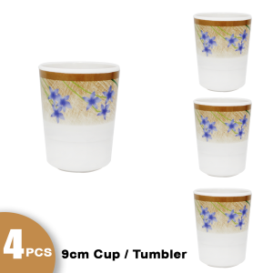 4pcs set Tropical Flower Design Melamine Dinnerware Plate/ Bowl/ Cup/ Spoon Smart Kitchen Ph