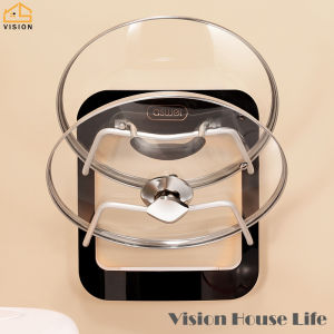 Vision Wall Mounted Pot Cover Storage Rack Hole Free Chopping Board Holder Household Vegetable Board Shovel Kitchen Organizer Ladle Household Spoon Rest Holder