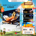 [ประกัน3ปี] SKYWORTH 43 นิ้ว Google TV การค้นหาด้วยเสียง ทีวี Full HD QLED+ Dolby Audio Eye Care รุ่น 43Q60  รองรับ Netflix YouTube โหลดแอพได้ Wi-Fi. 