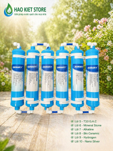 Bộ 6 Lõi Khoáng Sanaky 5678910 - Hàng chính hãng - Dùng thay cho máy lọc RO- TẶNG KÈM CO CÚT CÀNG
