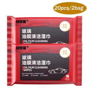10Pcs/Bag Car Glass Degreasing Film Wet Wipes Auto Leather Interior Renovation Plastic Cleaning Tool Windshield Oil Film Removal Wet Wipes
