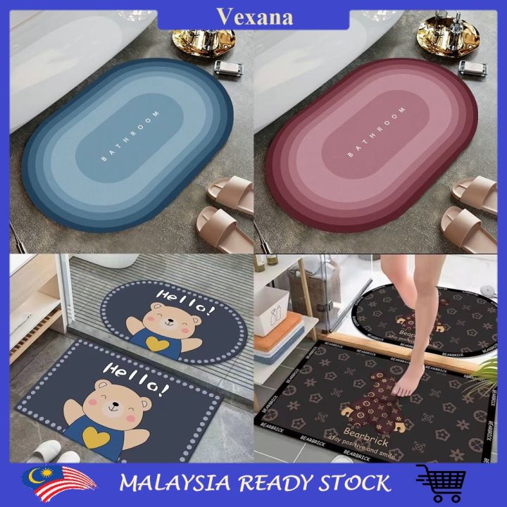 Anti Slip Bath Mat Super Absorbent Non Slip Diatom Mud Carpet Quick Dry ...