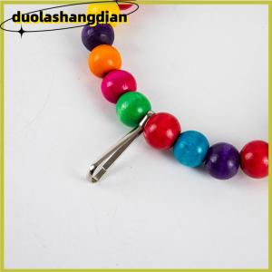 [Duola] Natural Wooden Parrots Swing Toy Birds Perch Hanging Swings Cage Colorful Beads Birds Habitats