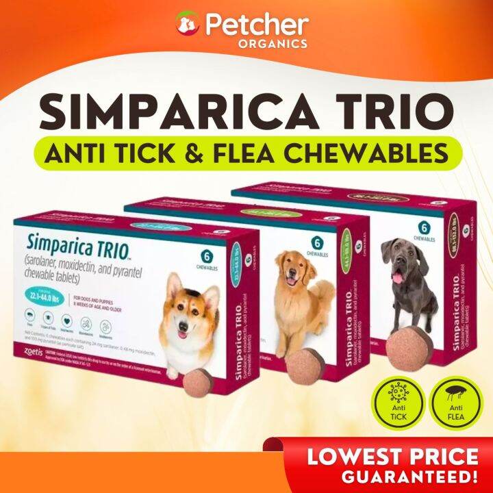 Simparica TRIO Anti Tick and Flea Chewable Tablet Heartworm and ...