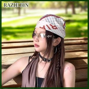 RAZIE BIN Y2K แฟชั่นผ้าพันคอพิมพ์ลายเสือดาวแนวเรโทรผมผ้าโพกหัวแนวสตรีทผ้าพันศรีษะแนวพังก์เด็กผู้หญิงอุปกรณ์เสริมผ้าพันคอทรงสี่เหลี่ยมผืนเล็ก