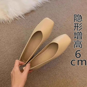 Free Shipping Autumn Collection: Soft Leather Loafers Mid-Heel Shallow-Toe WomenS Shoes Slip-On Style