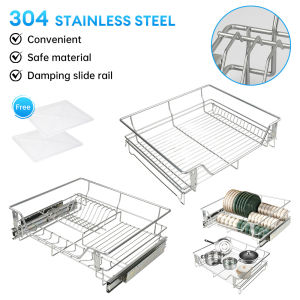 12 Pcs 2 in 1 Pull Out Basket for Kitchen Cabinet Stainless Kitchen Accessories and Organizers