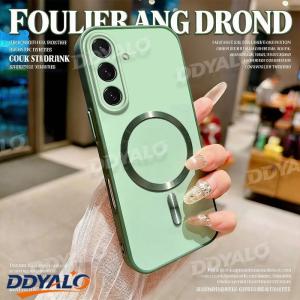 Magnetic Color Block Ultra Thin Casing for Samsung S25FE Phone Case Drop Protection Soft Edge Hard Cover With Raised Camera Protection