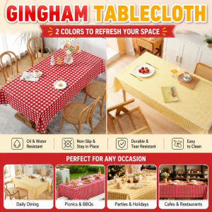 PVC Checkered Tablecloth Waterproof Oilproof Stain Resistant Plaid Dining Table Cover Rectangular