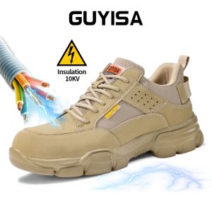 GUYISA Electrician Shoes Summer Safety Shoes Men Plastic Toe Work Shoes Super Light Insulation 10KV CN Size37-45 F005KV