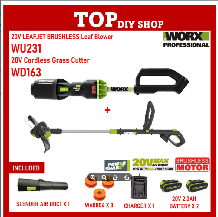 Worx 20V String Trimmer Turbine Blower Hedge India