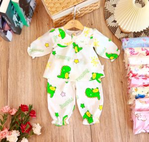 Set bộ dài tay bé gái Mina Bebé họa tiết bé gấu cực xinh chất vải đũi hàn mềm mại thoáng khí (5-15kg)