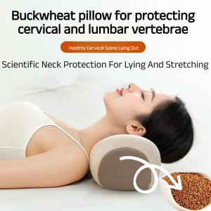 Buckwheat Shell Cervical Pillow to Protect the Cervical Spine and Help Sleep Traction Triangular Cylindrical Pillow Core for Adult Students to Sleep全荞麦护颈反弓牵引枕