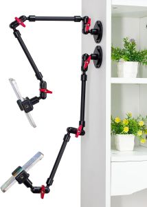 Wall Mounted Phone Holder Magic Arm 360 ° Rotation Adjustable Metal Base Screw in Wall Sturdy for Kitchen Bedroom Home 22 Inch Metal Phone Clip
