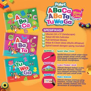 Buku Belajar Anak Pintar - Paket Abaca Abata Tuwaga - Lengkap Isi 3 Buku + Video Animasi