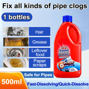Thick Gel Drain Clog Remover 500g Drainage Cleaner for Baradong Toilet & Sink Dissolves Hair Grease & Stubborn Blockages Safe for Pipes Deodorizes