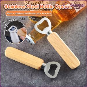 Suomi Wooden Bottle Opener Stainless Steel Can Opener Household Kitchen Bar Tools for Wedding Party Home
