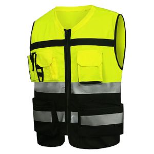 SWEET LORD Professional Security Zipper with Pocket Warning Construction Reflective Waistcoat Safety Jacket Working Clothes